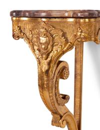 A Louis XV Style Giltwood Marble-Top Console Table