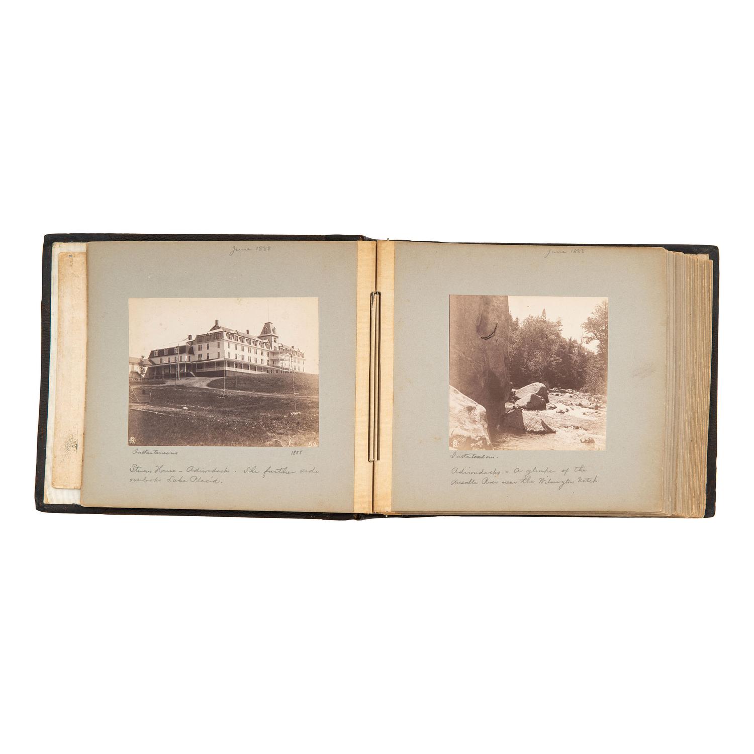 [EARLY PHOTOGRAPHY]. Photo album documenting trip to Upstate New York and Eastern Islands. N.p., June-August 1888.