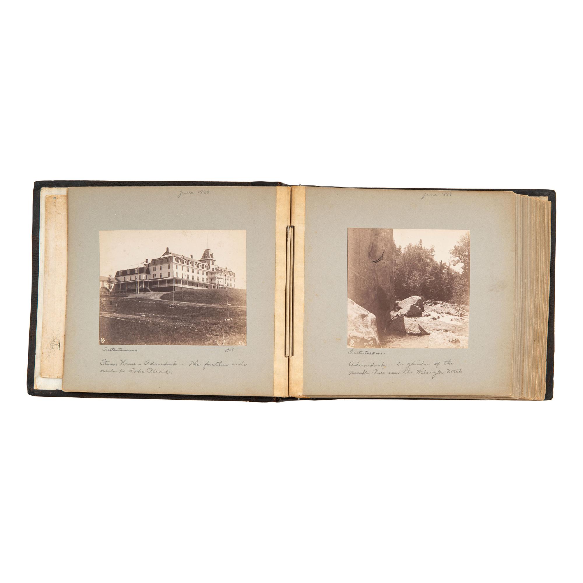 [EARLY PHOTOGRAPHY]. Photo album documenting trip to Upstate New York and Eastern Islands. N.p., June-August 1888.