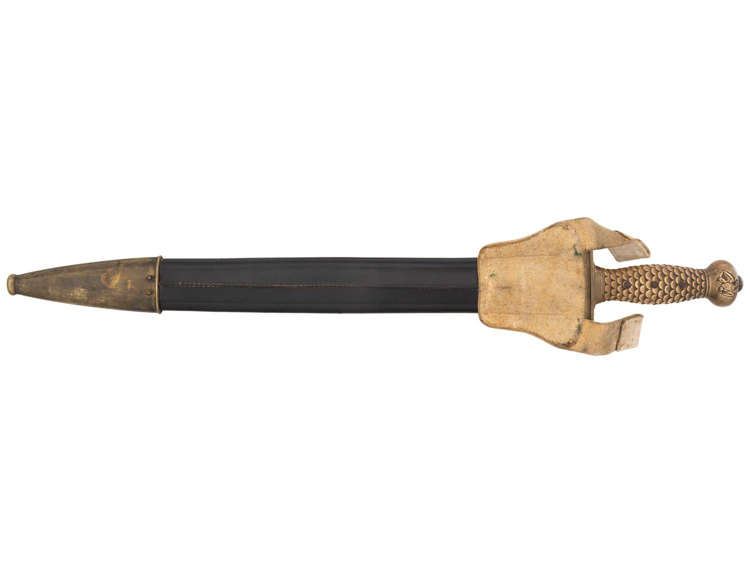 [MILITARIA]. US Model 1832 artillery sword with scabbard. Manufactured by N.P. Ames, Springfield, MA.