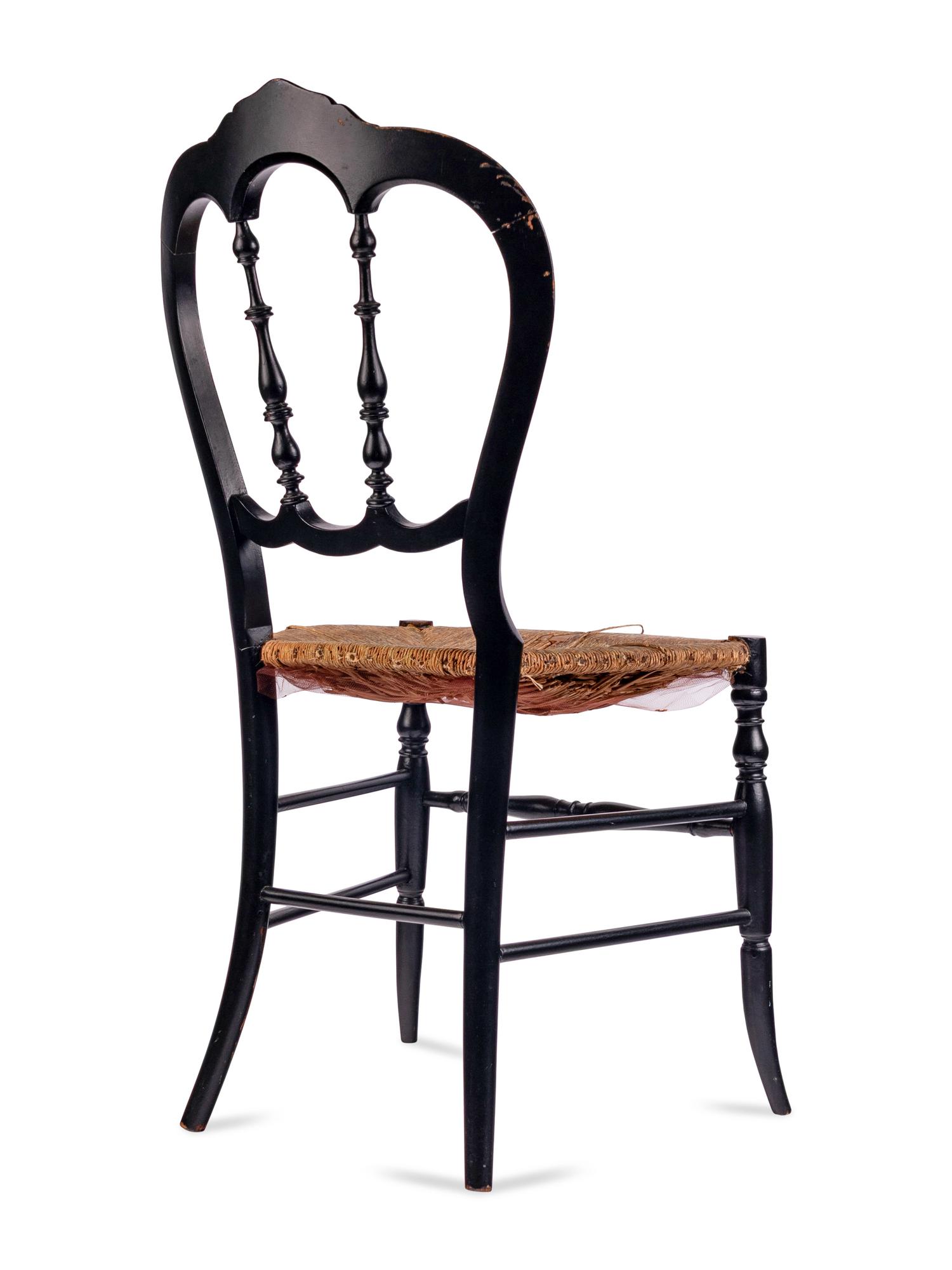 [LINCOLN ASSASSINATION]. An ebonized wooden chair purportedly used at Ford's Theatre during the performance of Our American Cousin , 14 April 1865.