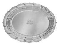 An American Silver Bowl, Reed & Barton, Taunton, MA, of oval form, having a scallped border and centered with the engraved monogram GSV