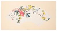 Three Chinese Ink and Color Paintings on Fan Leaves