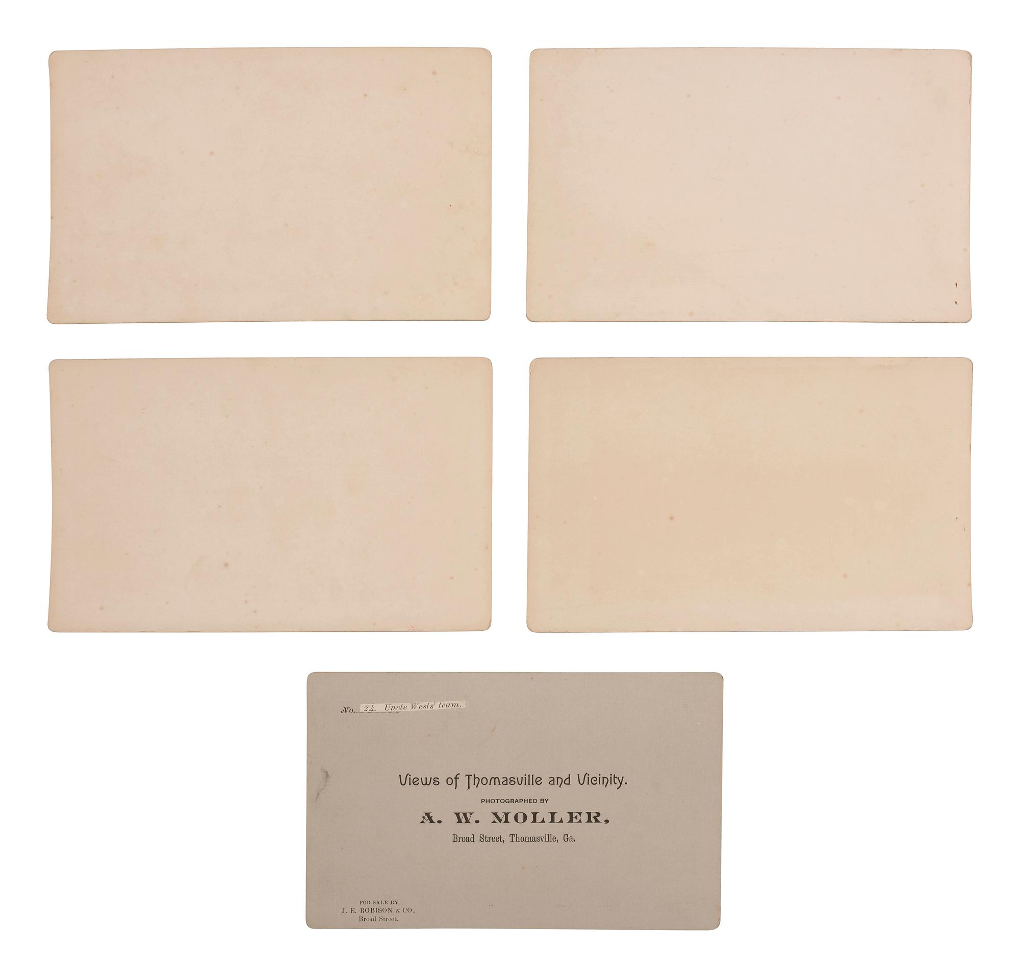 [AFRICAN AMERICANA - EARLY PHOTOGRAPHY]. A group of 5 Reconstruction-era photographs of African American subjects in Thomasville, Georgia, by FIELD and MOLLER.