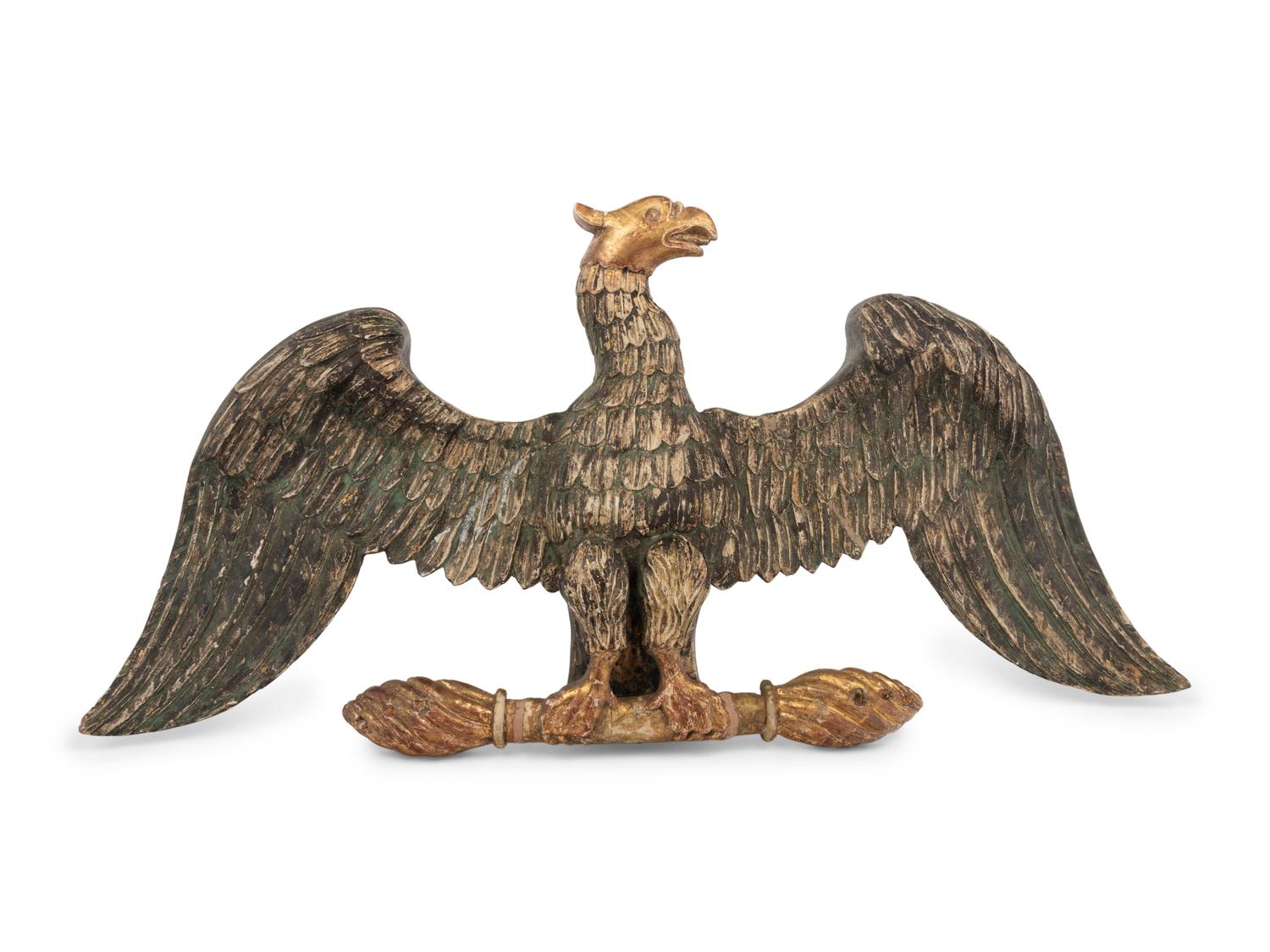 A Carved, Painted and Gilded Eagle Ornament