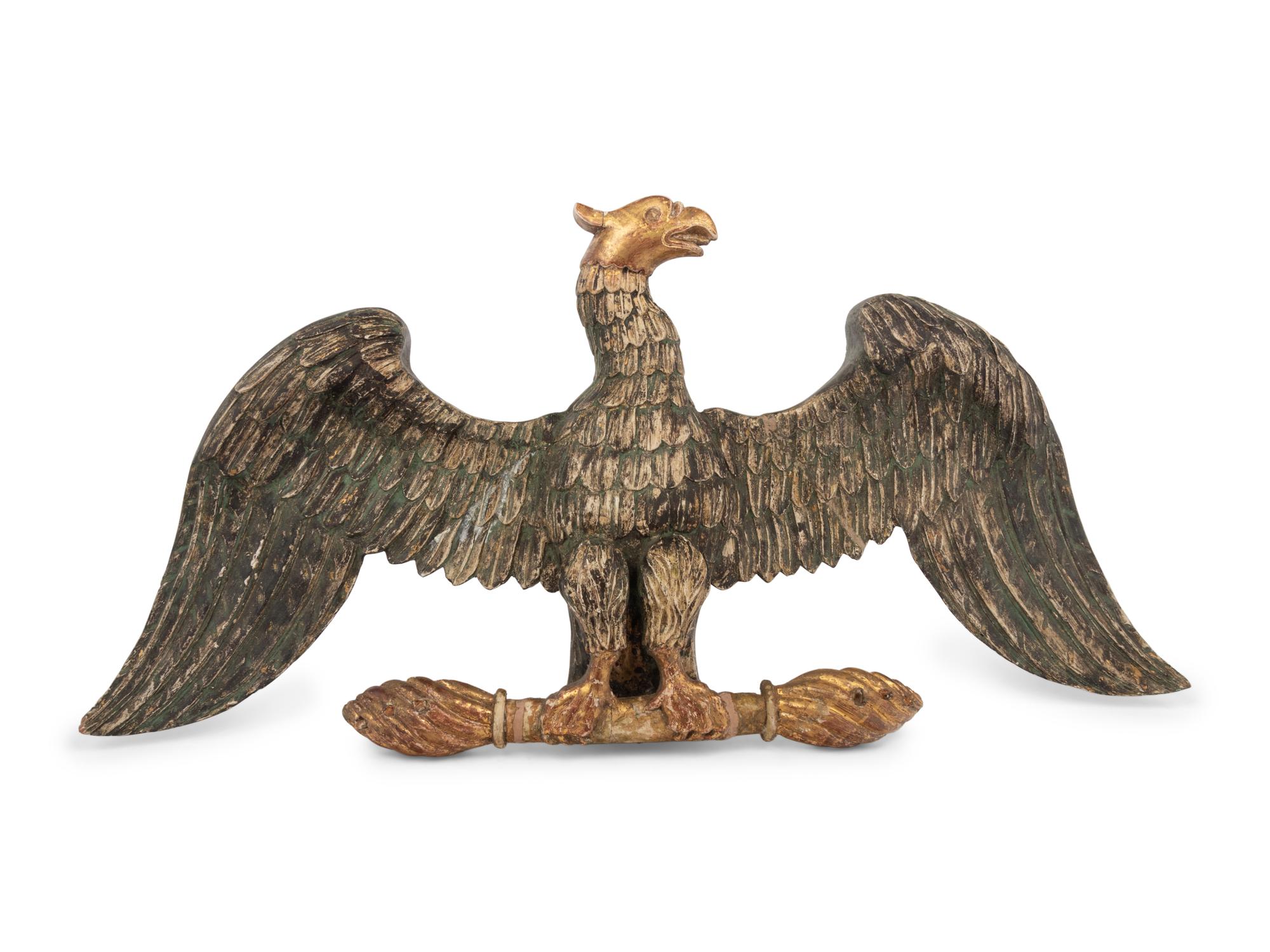 A Carved, Painted and Gilded Eagle Ornament