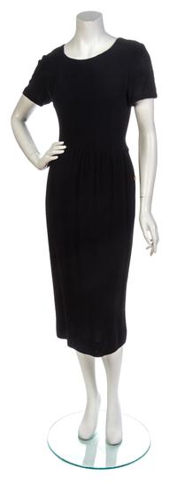 A Chanel Black Crushed Velvet Jacket and Wool Crepe Dress Ensemble, Jacket size 42, dress size 38.