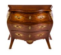 An Italian Walnut Parquetry Inlaid Commode Height 31 1/2 x width 37 x depth 21 inches. — MID-20TH CENTURY