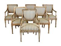 A Set of Six Italian Silvered Armchairs