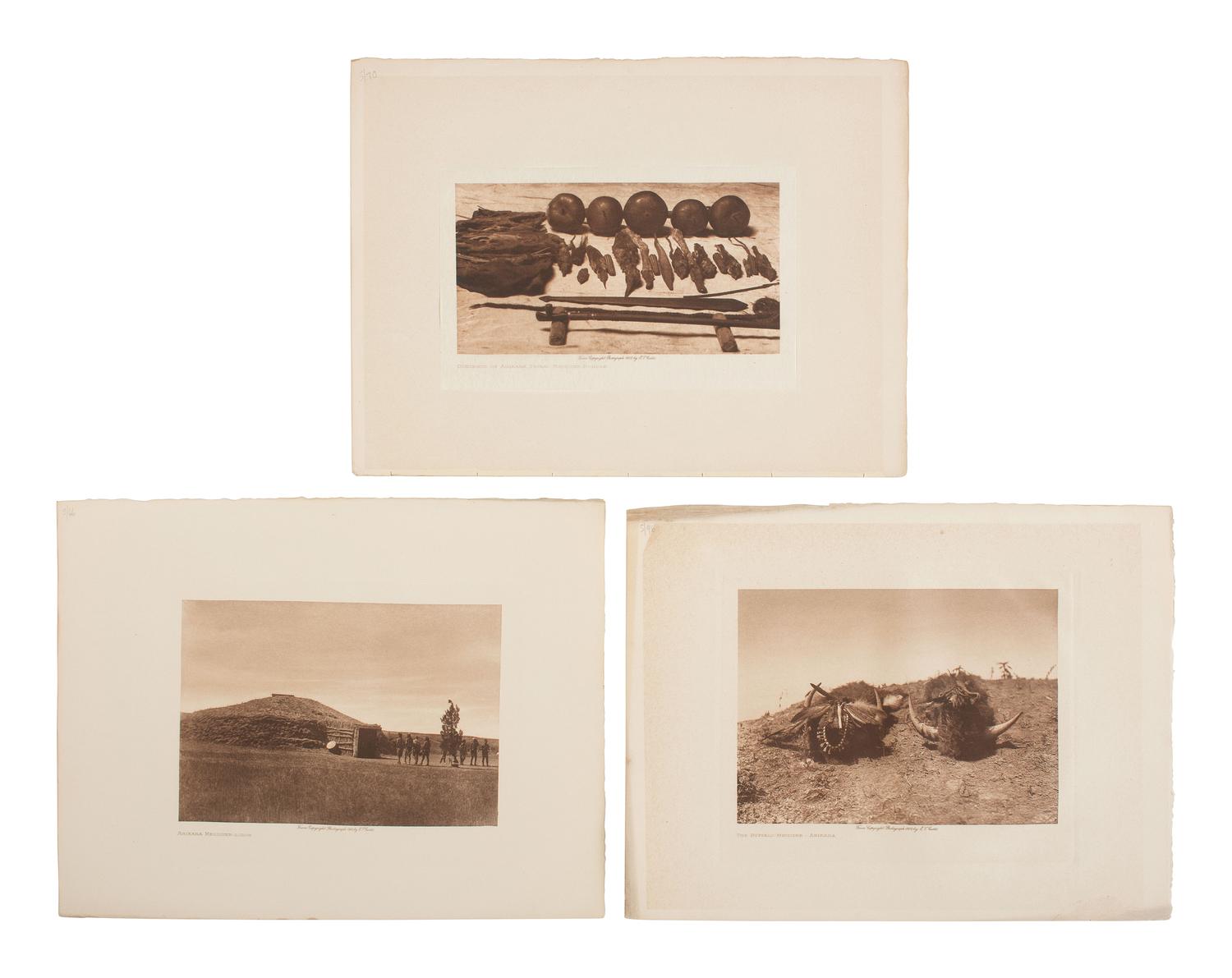 CURTIS, Edward (1868-1952), photographer. A group of 5 photogravures of the Arikara.