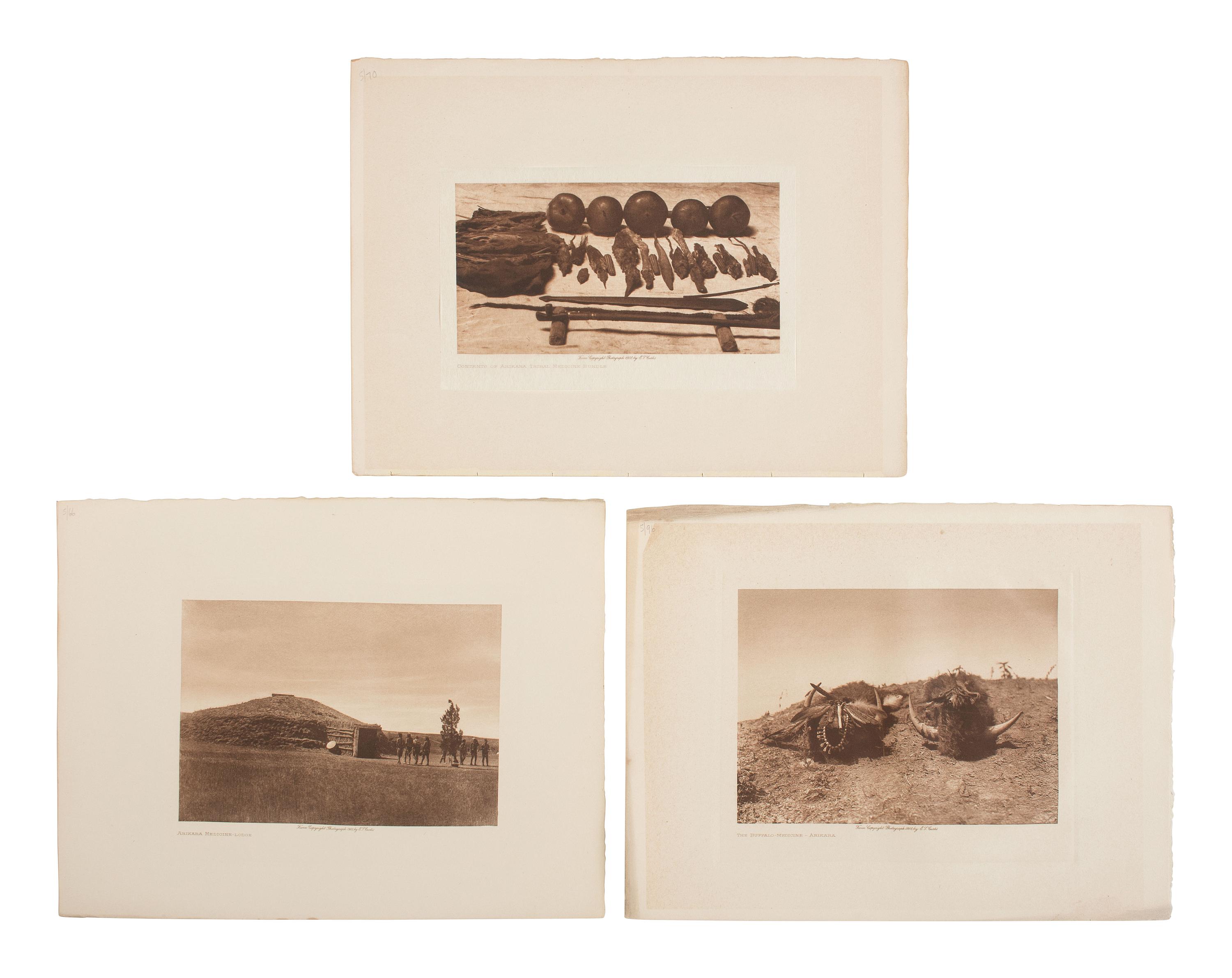 CURTIS, Edward (1868-1952), photographer. A group of 5 photogravures of the Arikara.