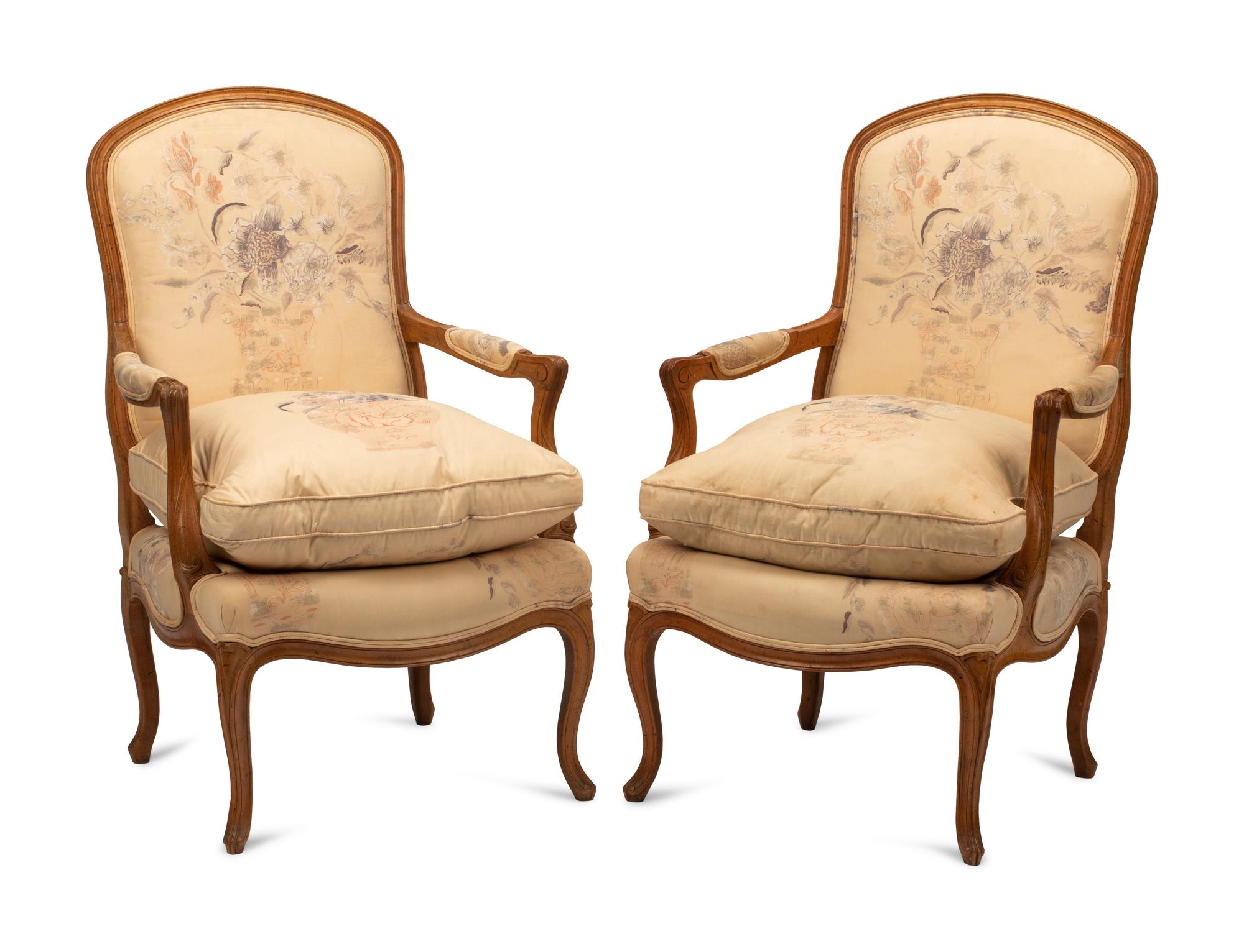 A Pair of Louis XV Provincial Style Armchairs