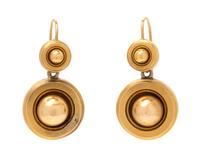 A Pair of Victorian Yellow Gold Pendant Earrings, 3.85 dwts.