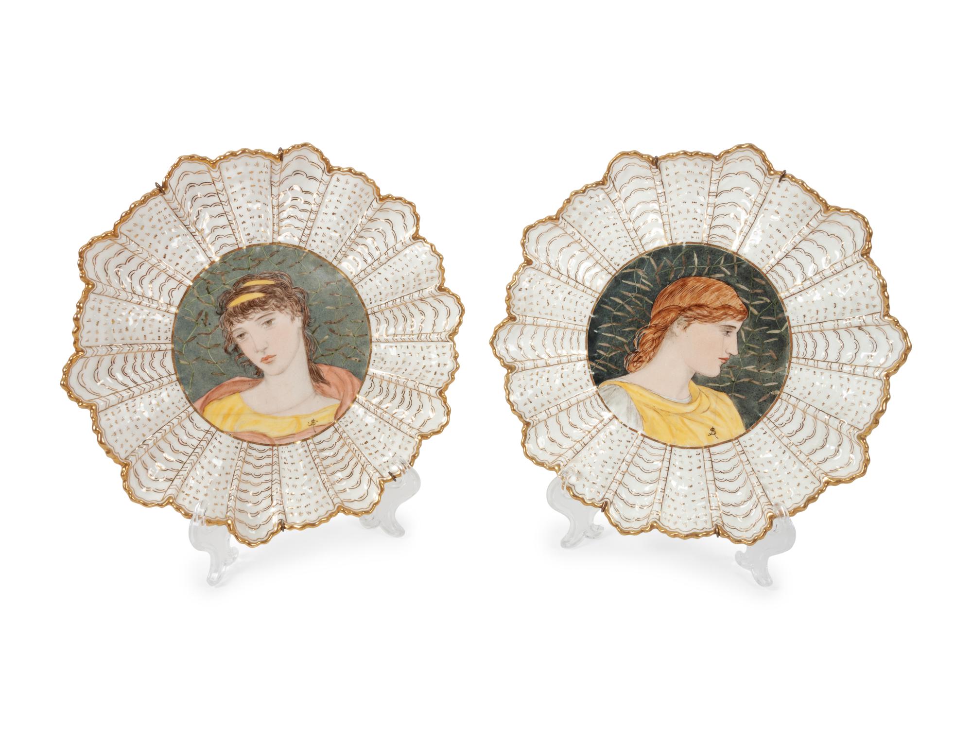 A Group of Four Coalport Porcelain Portrait Plates