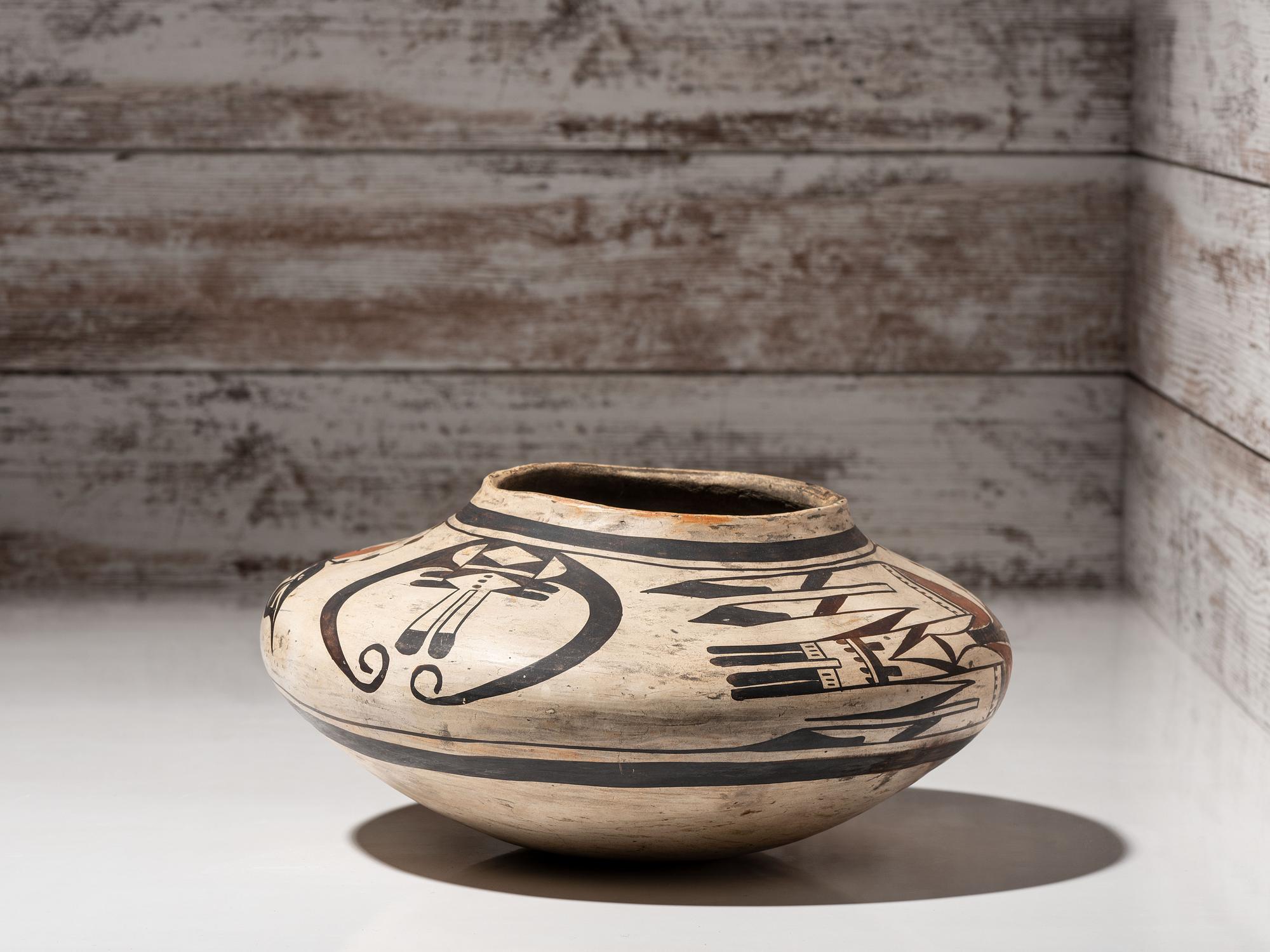 Polychrome Pottery Bowl, with Avian Designs