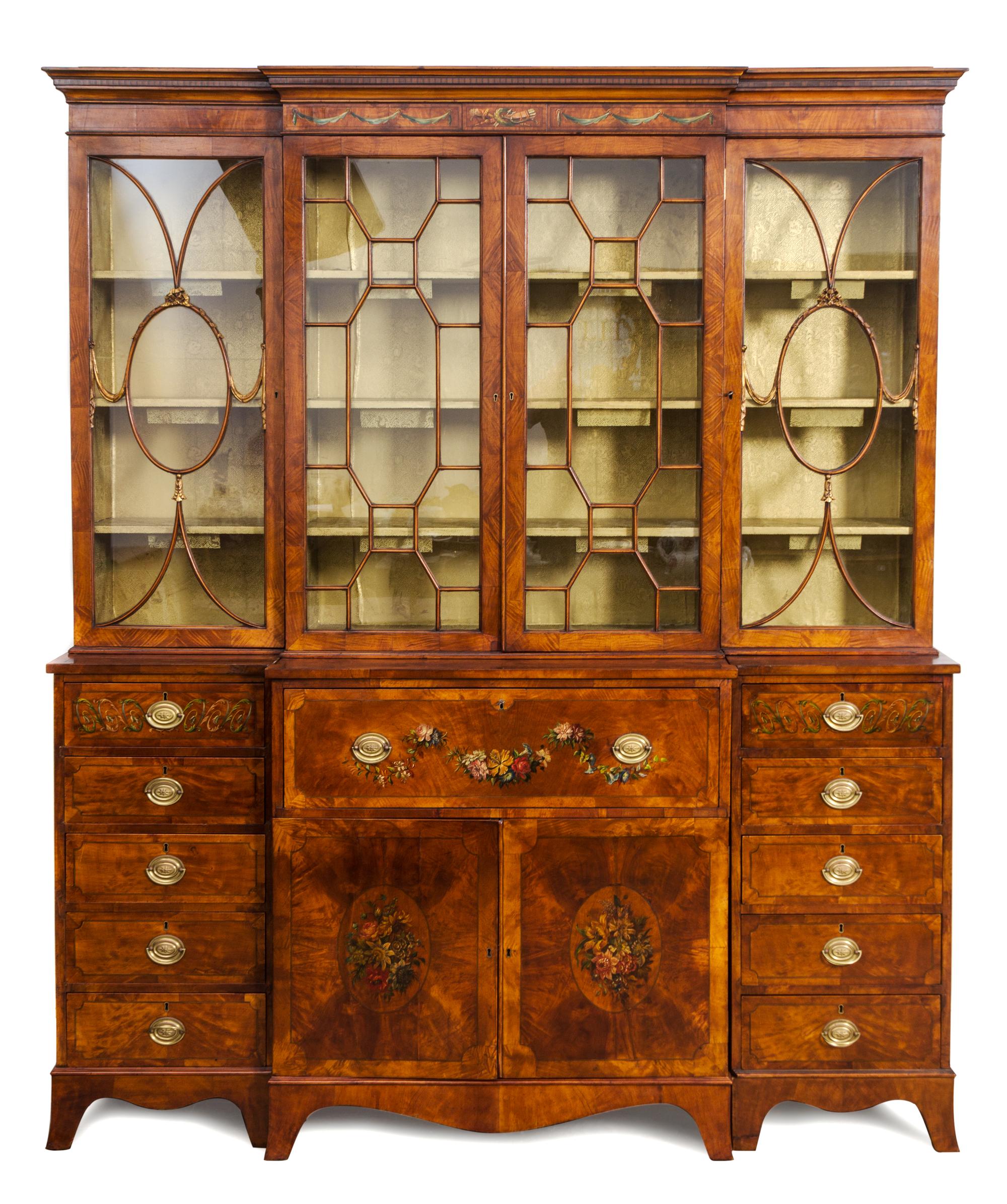 A George III Style Mahogany Breakfront Height 88 x width 74 x depth 18 1/2 inches. — 19TH CENTURY