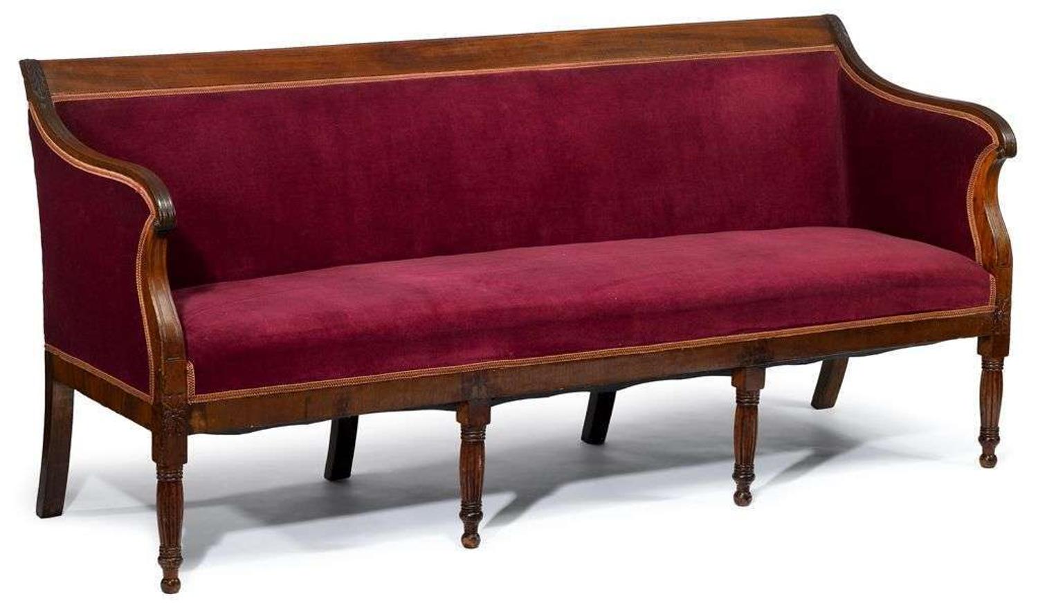 Late Federal mahogany upholstered settee philadelphia, pa, circa 1820