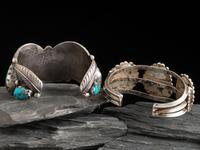 Navajo Silver and Turquoise Cuff Bracelets