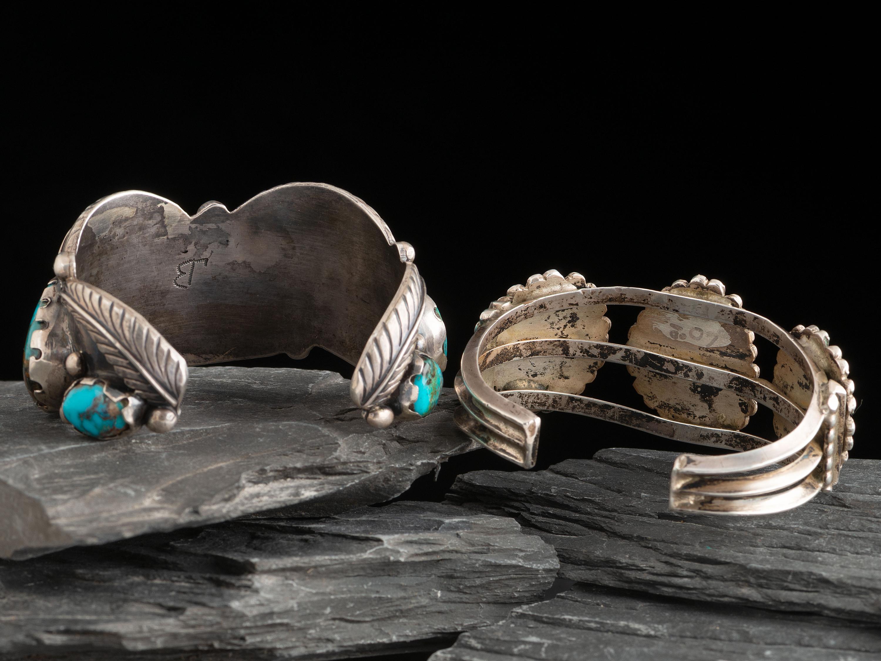 Navajo Silver and Turquoise Cuff Bracelets