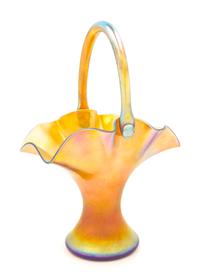 Steuben, EARLY 20TH CENTURY, a gold Aurene glass flower basket