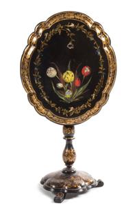 A Victorian Papier Mache Tilt-Top Table Height 28 x width 26 x depth 21 1/2 inches. — LATE 19TH/EARLY 20TH CENTURY