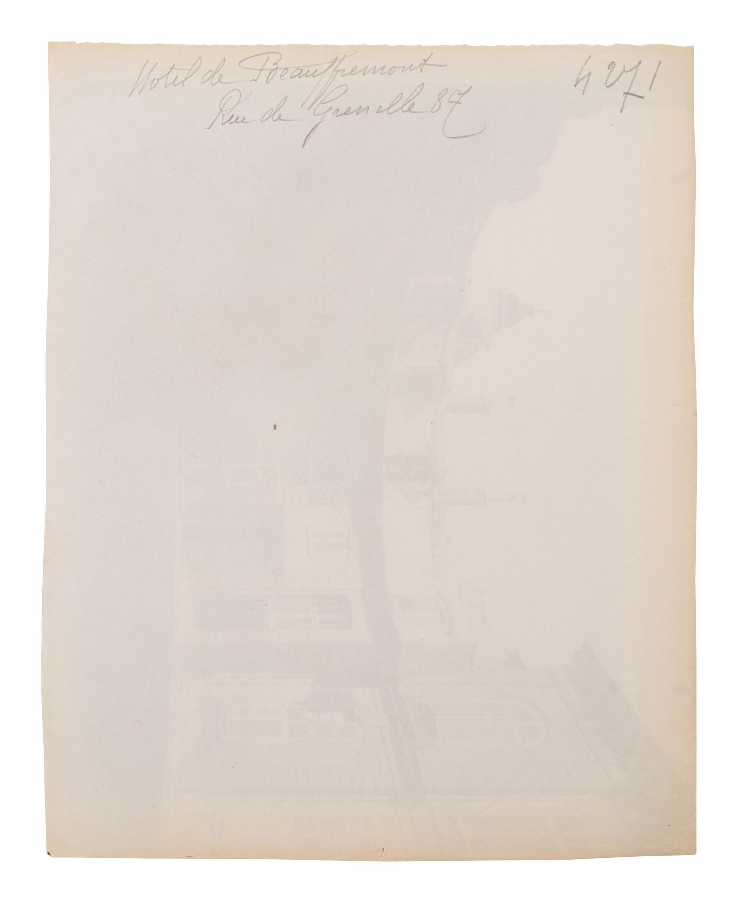 A group of four photographs ( Hôtel de Mainville, place des Vosges 12 , 1911-1912; Hôtel de Canhillac, place des Vosges 14 , 1911-1912; Hôtel de Nevers, 18 rue Seguier , 1908; Hôtel Beauffremont, rue de Grenelle 87 , 1901)