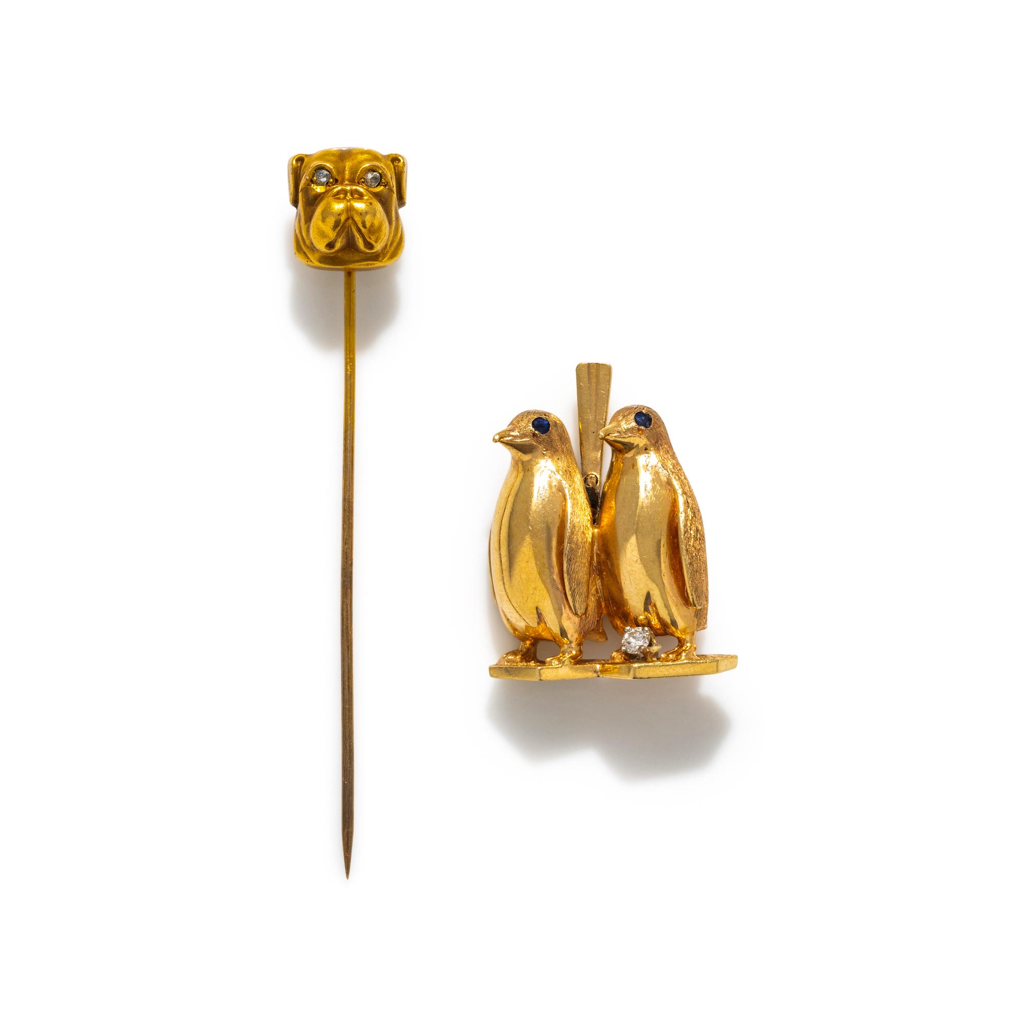 COLLECTION OF YELLOW GOLD ANIMAL JEWELRY
