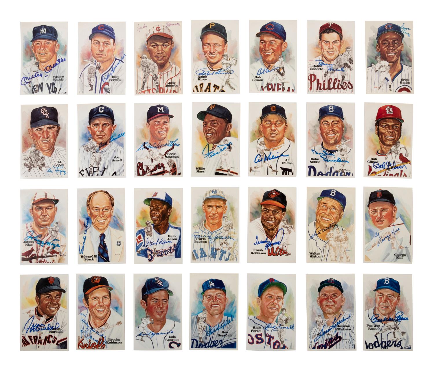 A Collection of 296 Perez-Steele Hall of Fame Postcards (1st-15th Series) Including 94 Signed,