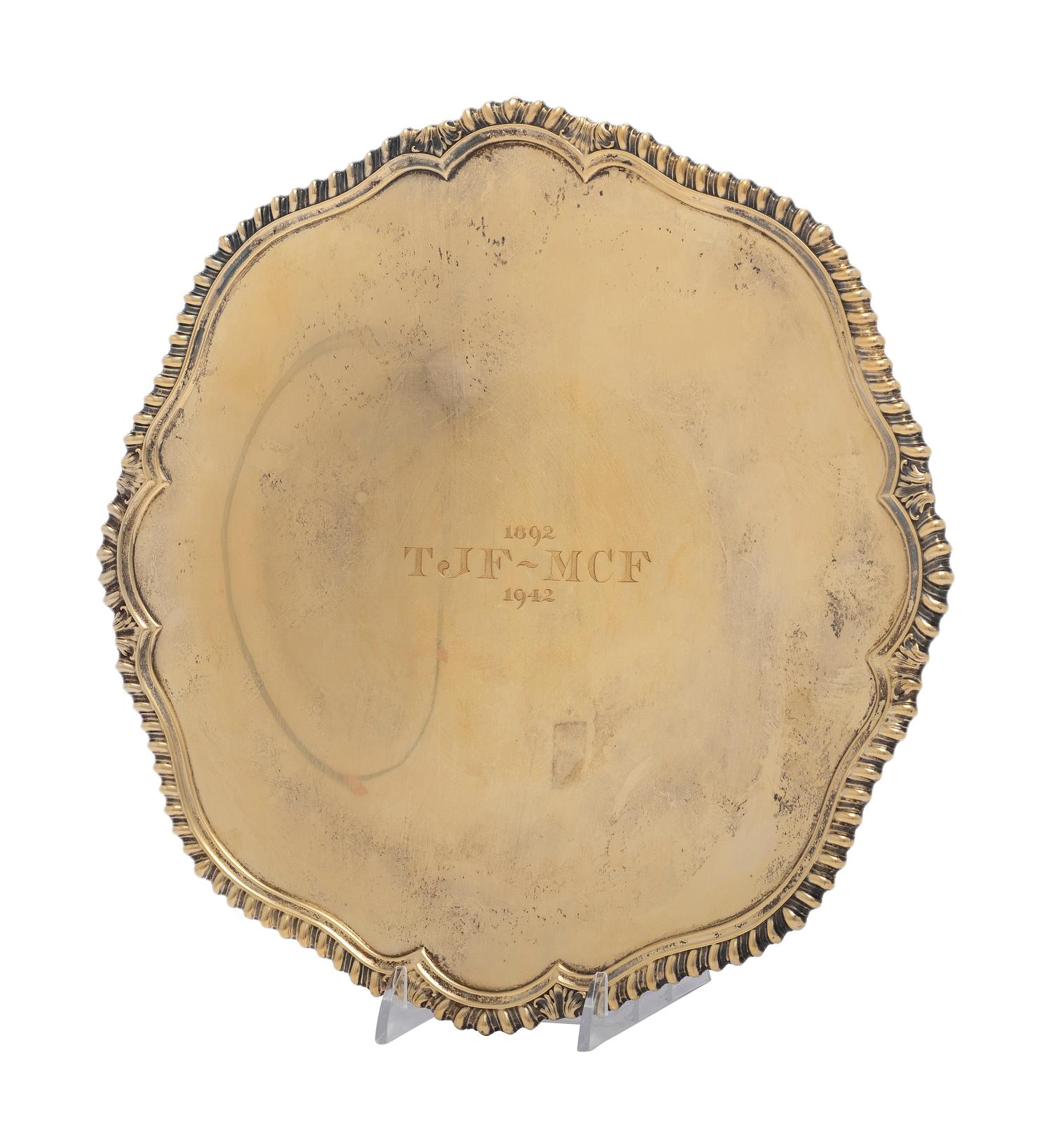 A Silver Gilt Footed Tray