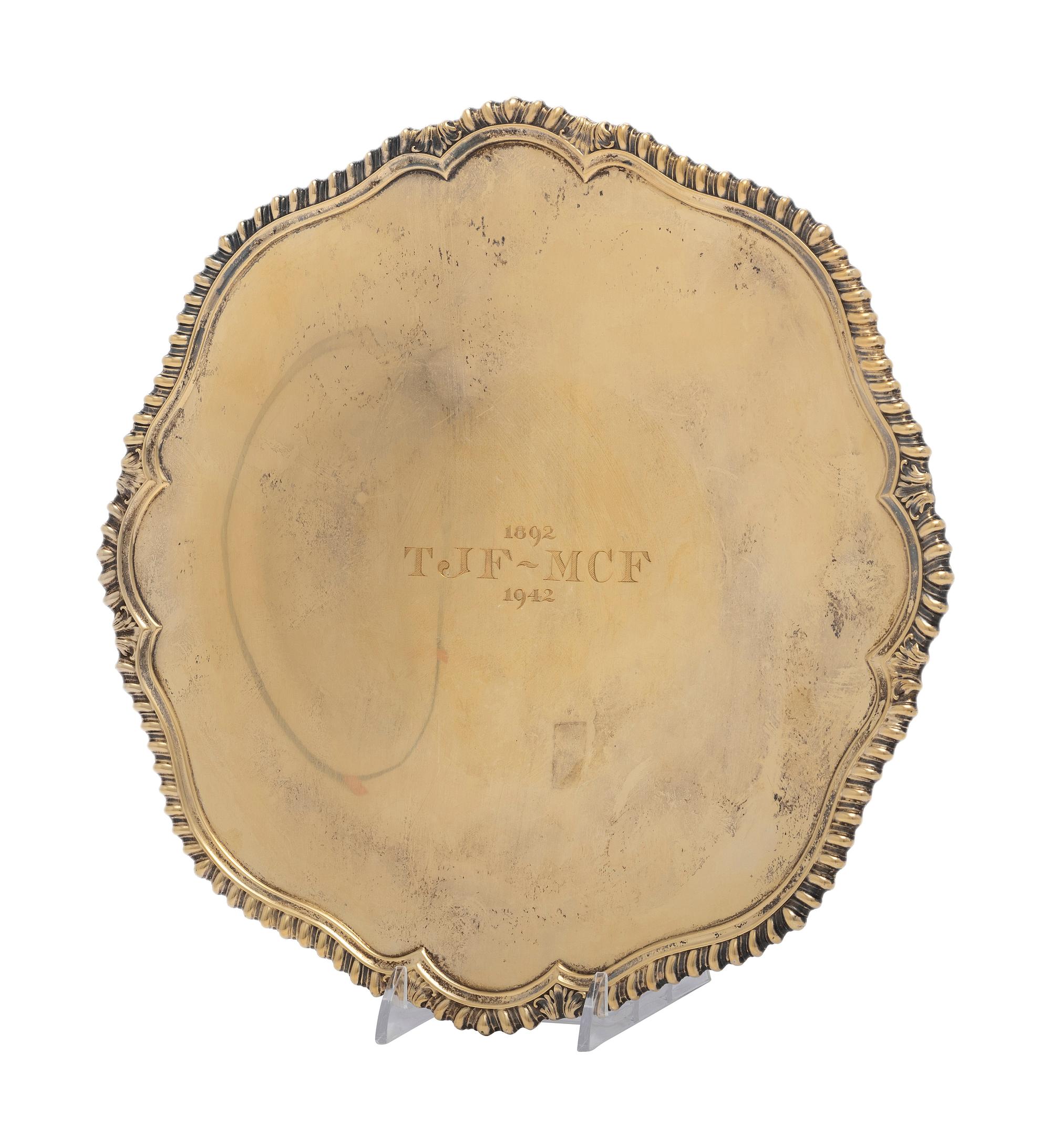 A Silver Gilt Footed Tray