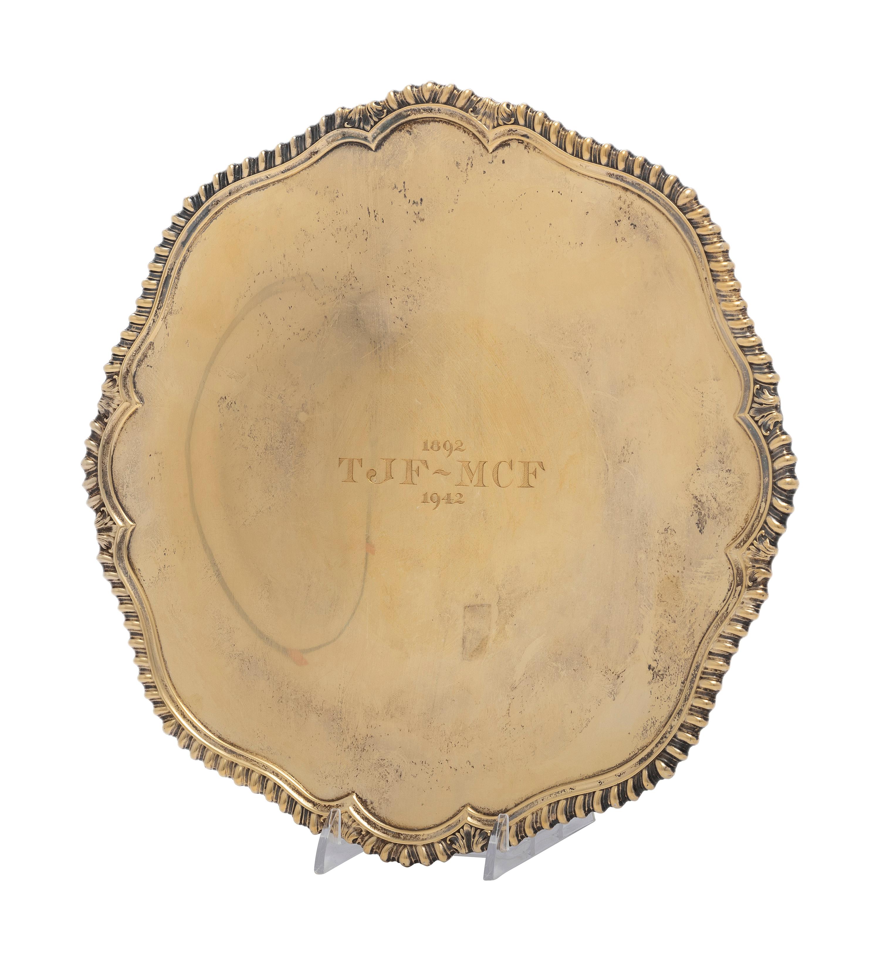 A Silver Gilt Footed Tray