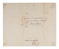 AUDUBON, John James (1785-1851). Autograph letter signed ("John J. Audubon") to his son Victor. Pittsfield, [MA], 11 September 1844. One page, 4to (234 x 194 mm), with integral leaf addressed in holograph. Some minor pale spotting, remnants of previous mounting at corners on verso, mailing folds.