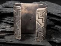 Large Silver and Mosaic Inlay Katsina Cuff Bracelet