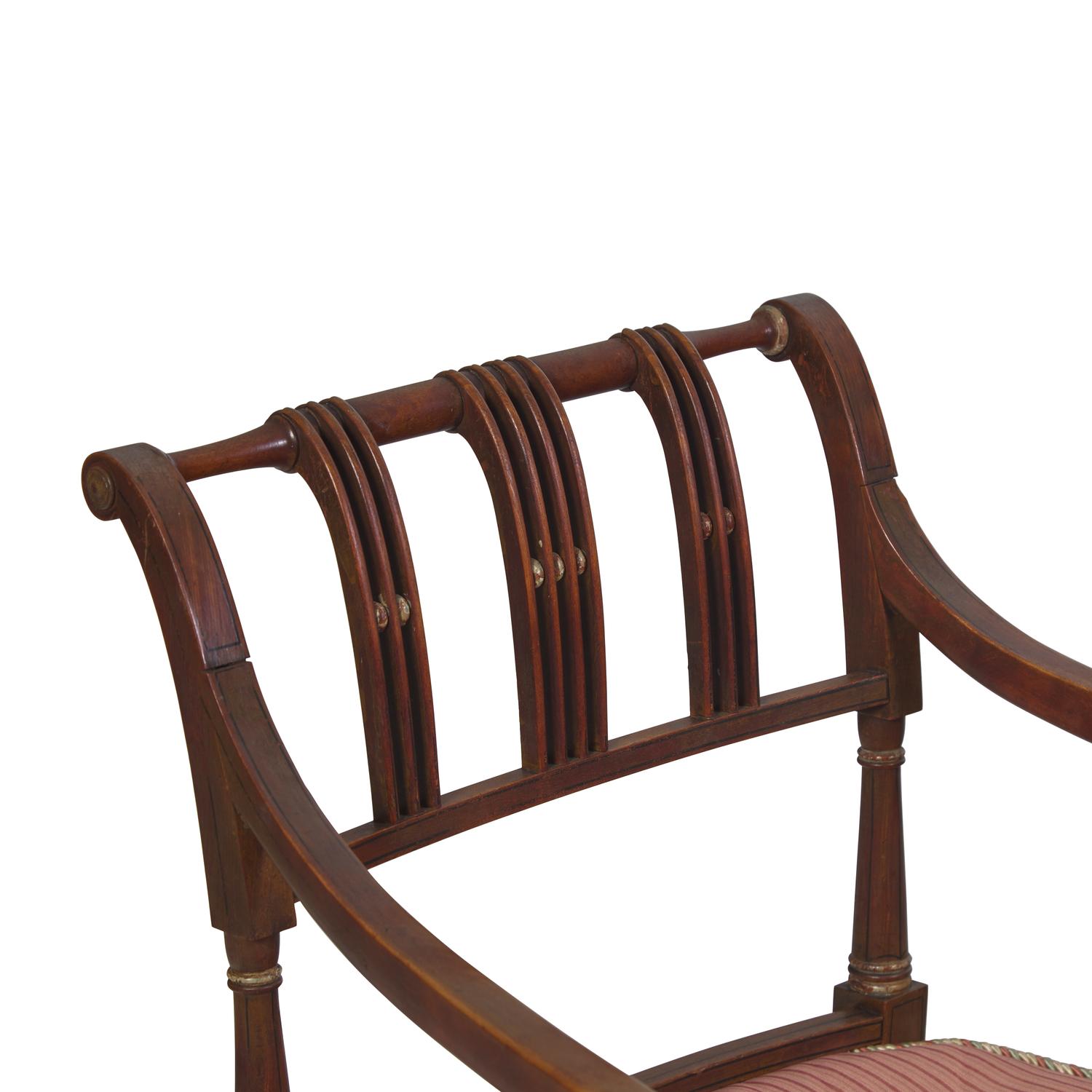 A Set of Four Regency Style Paint-Decorated Fruitwood Open Armchairs