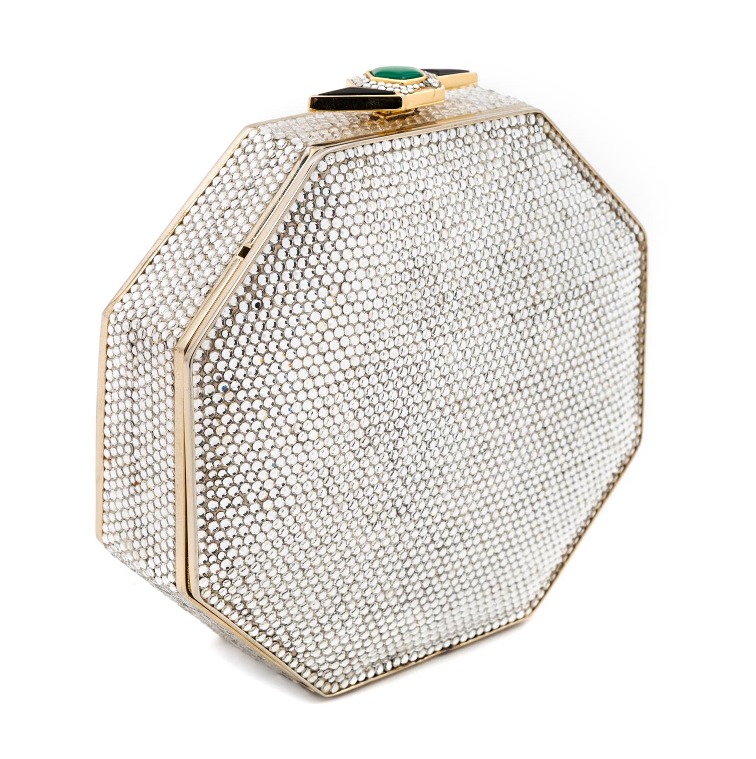 A Judith Leiber Crystal Octagonal Minaudiere, 5.5 "x 5.75" x 1.25".