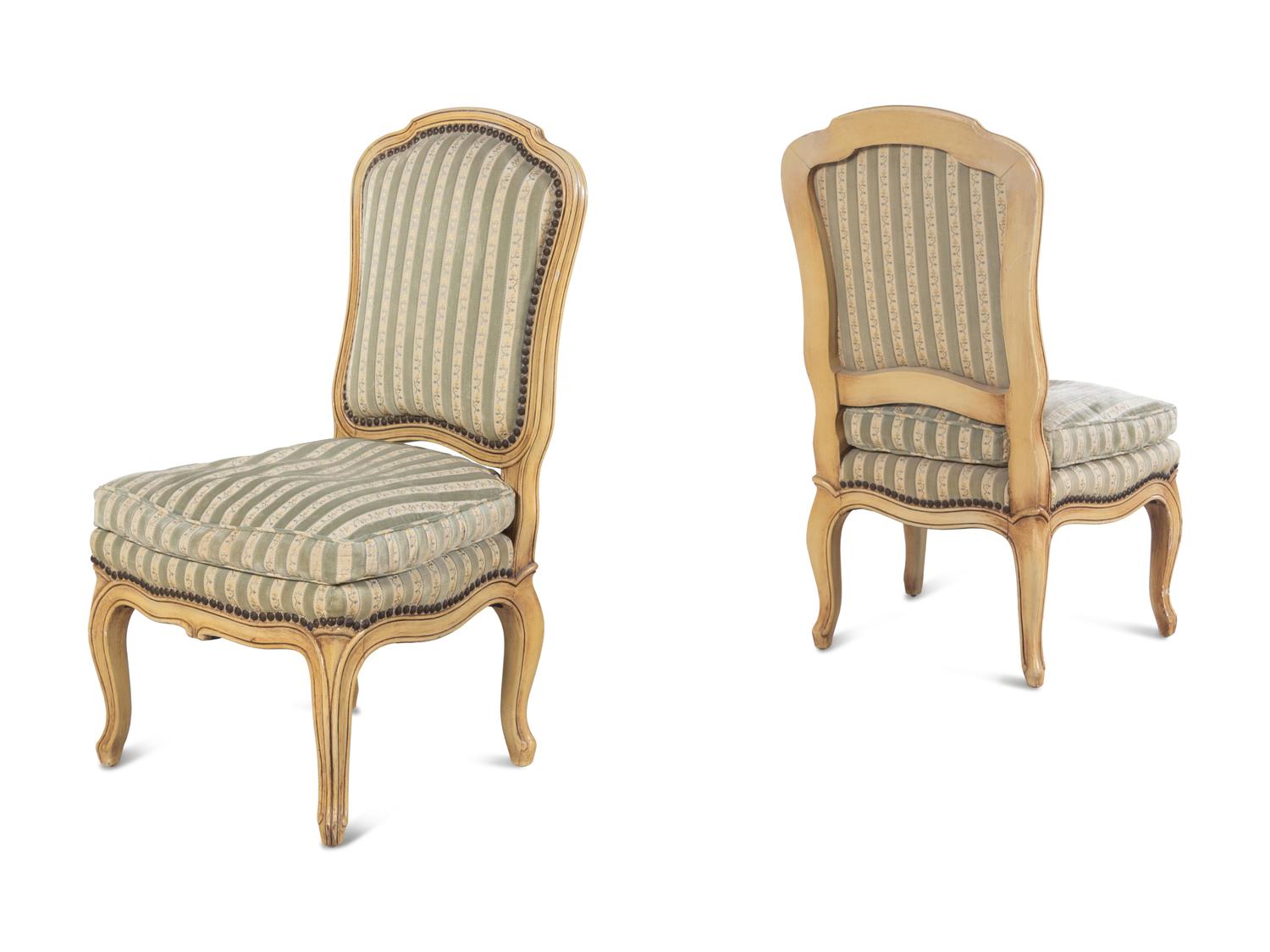 A Pair of Louis XV Style Painted Slipper Chairs