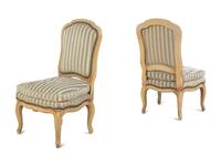A Pair of Louis XV Style Painted Slipper Chairs