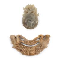 Two Chinese Archaic Style Jade Carvings, 20th Century 近代 仿古玉佩兩枚