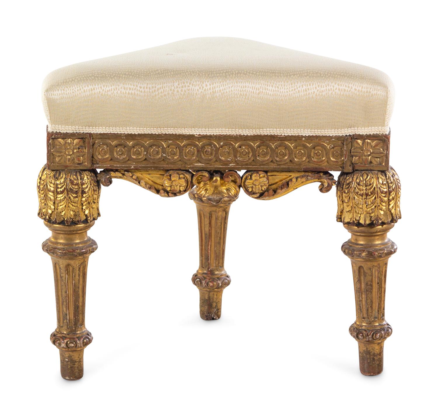 An Italian Rococo Carved Giltwood Stool