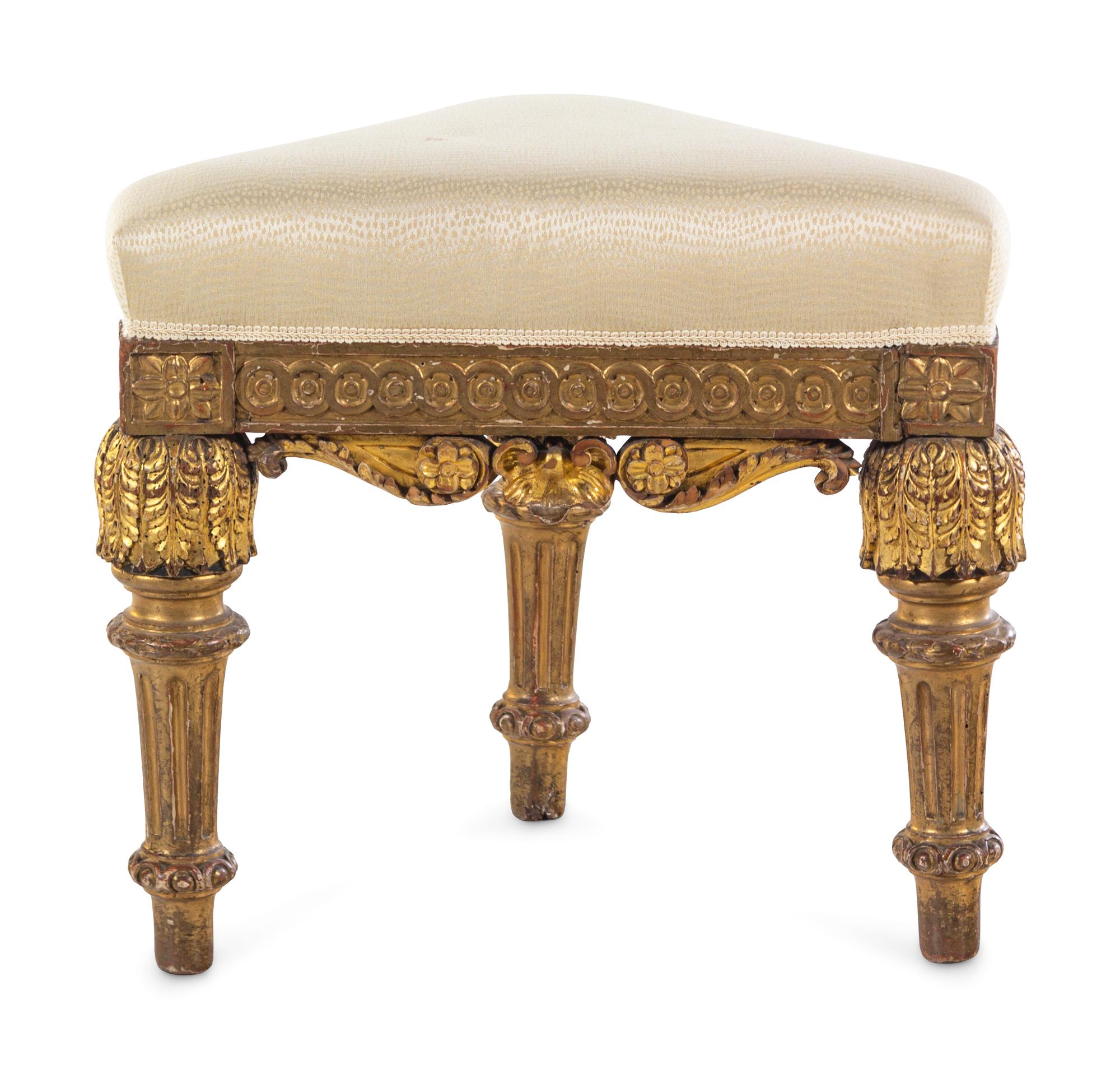 An Italian Rococo Carved Giltwood Stool