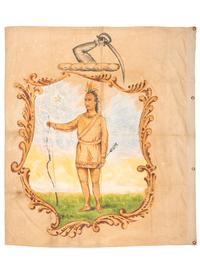 [AMERICANA]. Double-sided painting on canvas depicting the seal of the State of Massachusetts. Ca last quarter 19th century.