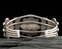 Navajo Silver and Blue Gem Turquoise Cluster Cuff Bracelet