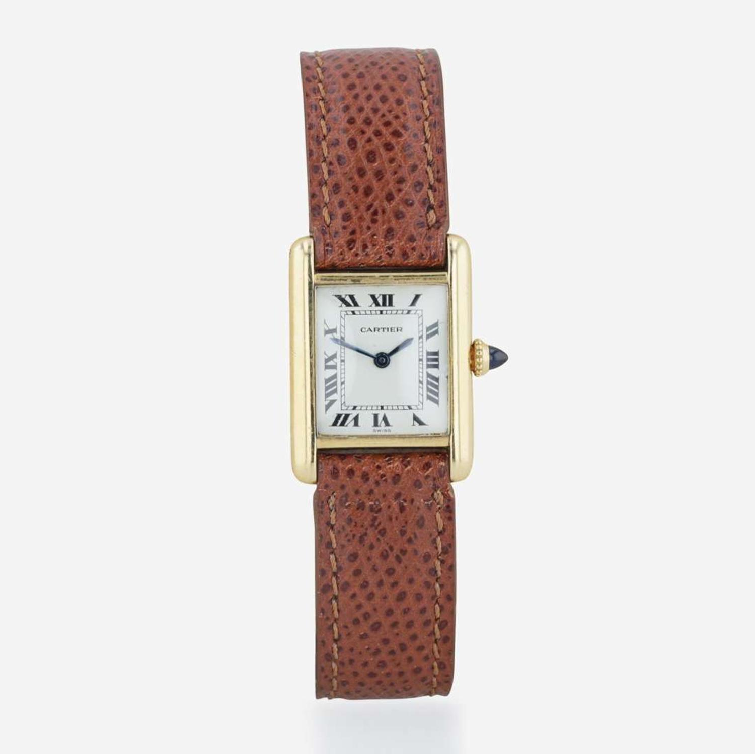An 18K yellow gold strap watch, Must De Cartier Paris