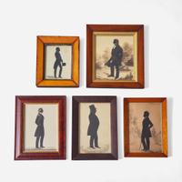 A group of five full-length silhouettes of gentlemen Various artists, American, English, and French, 1840s