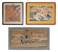 Three Chinese Kesi Silk Panels