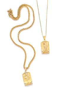 A Collection of Yellow Gold Egyptian Motif Pendant/Necklaces,