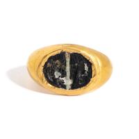 A Roman Gold and Banded Glass Finger Ring with a Kneeling Hero