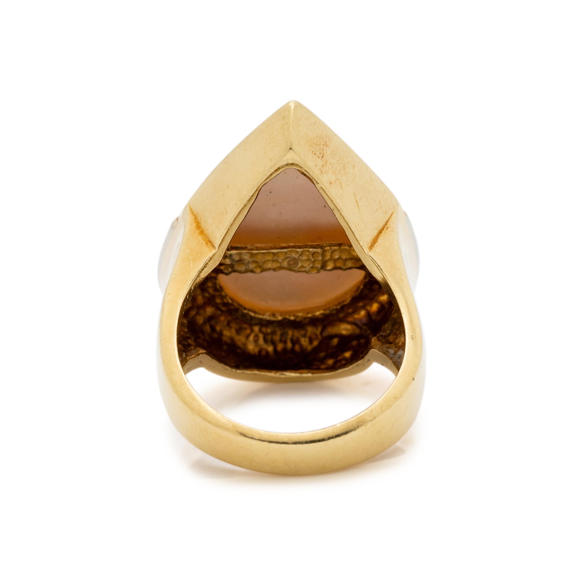 YELLOW GOLD, CULTURED MABE PEARL AND DIAMOND RING