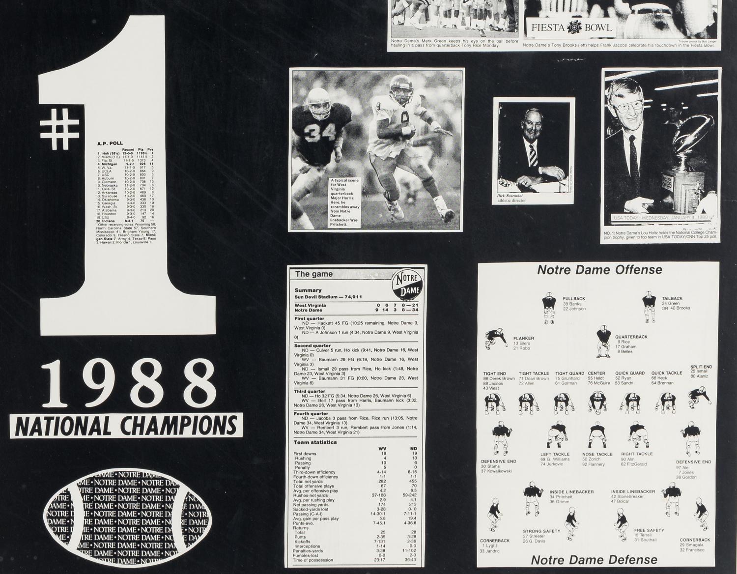 A Group of Notre Dame Artworks Including a Signed Heisman Trophy Lithograph