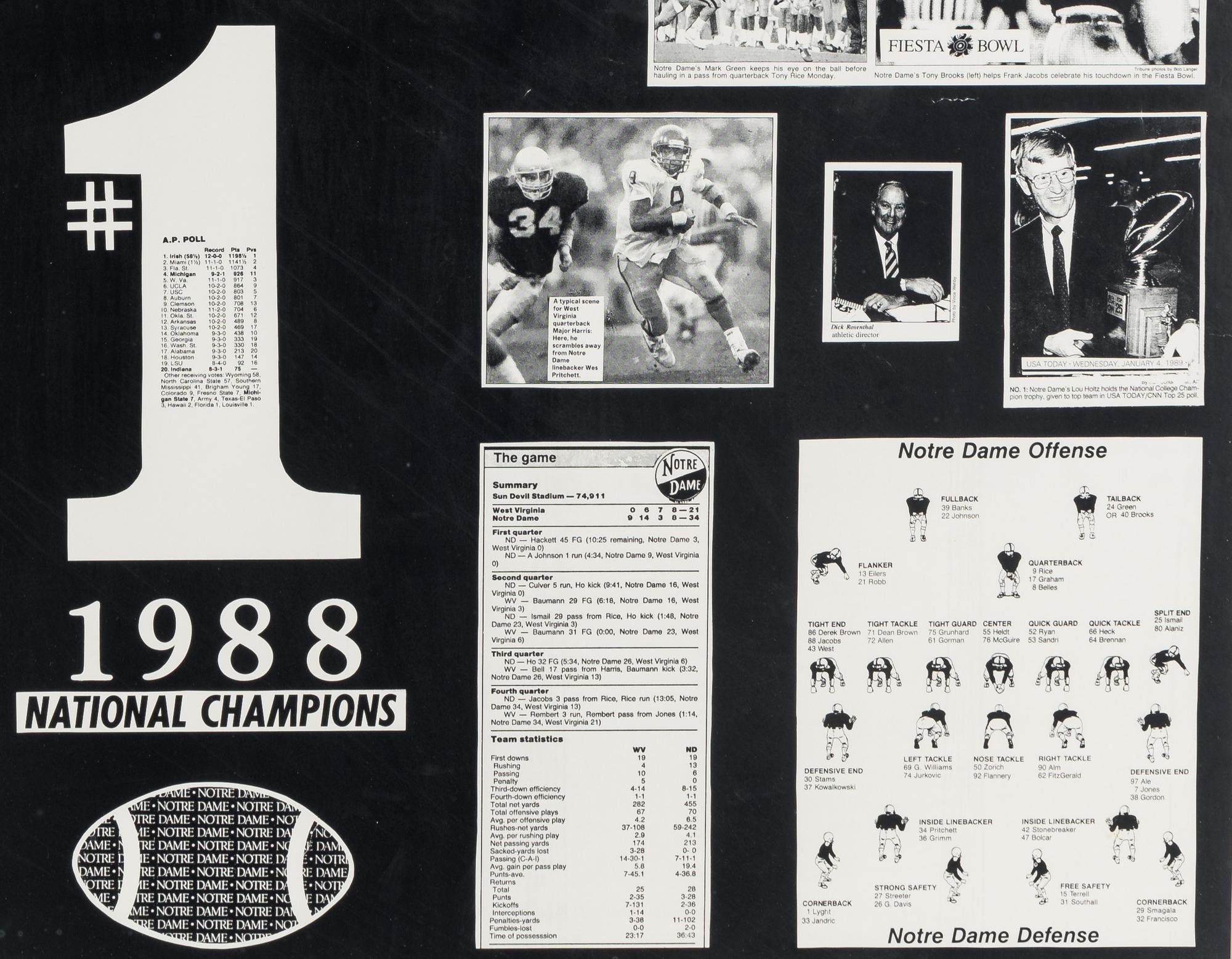 A Group of Notre Dame Artworks Including a Signed Heisman Trophy Lithograph